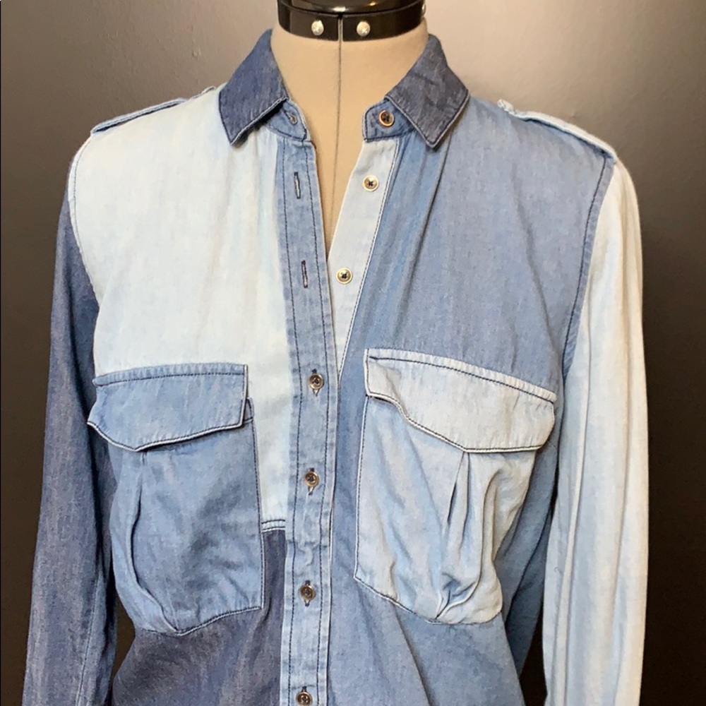 Denim Color block shirt - Picture 2 of 4